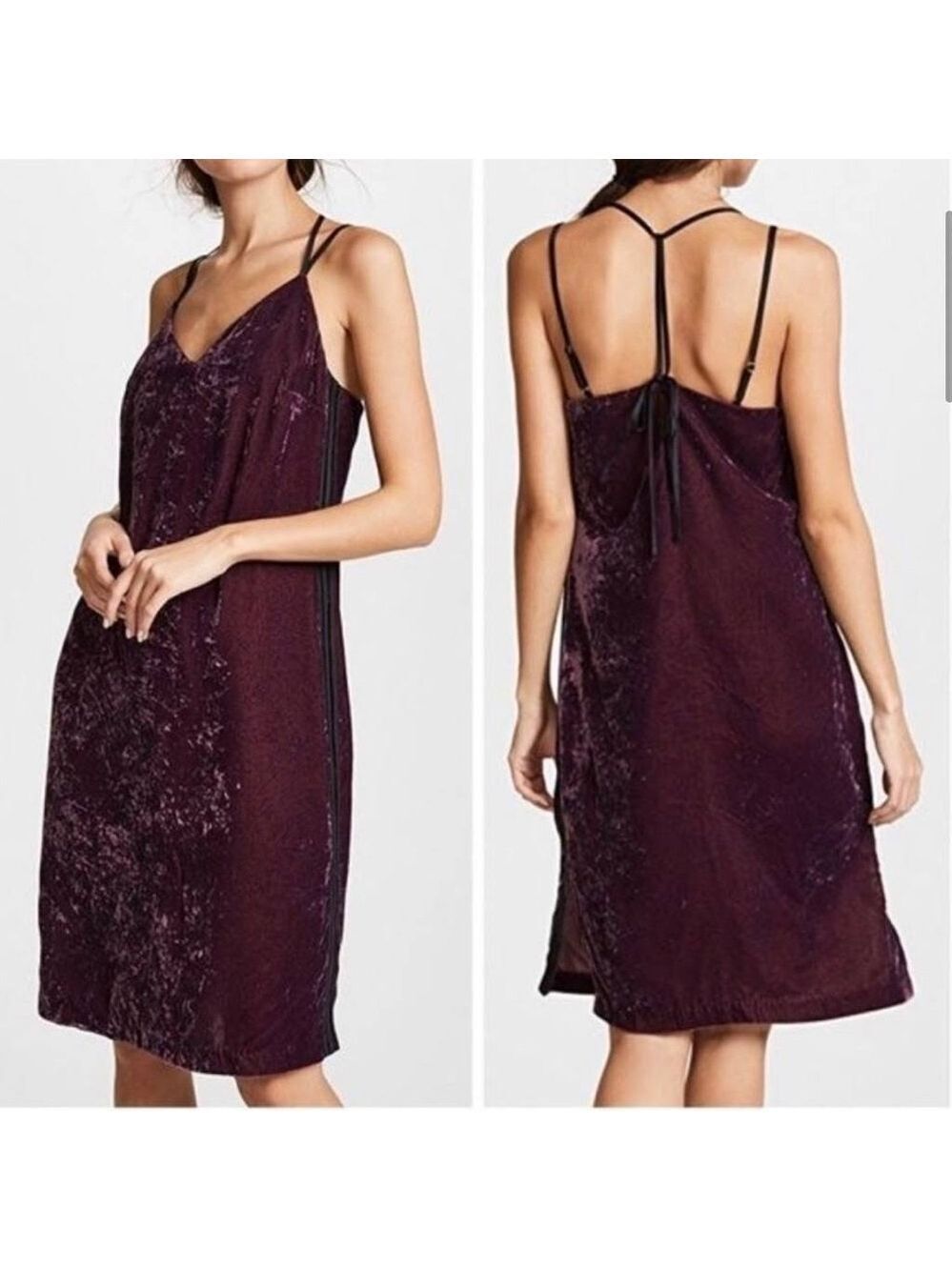 Crushed Velvet Cami Dress in Merlot